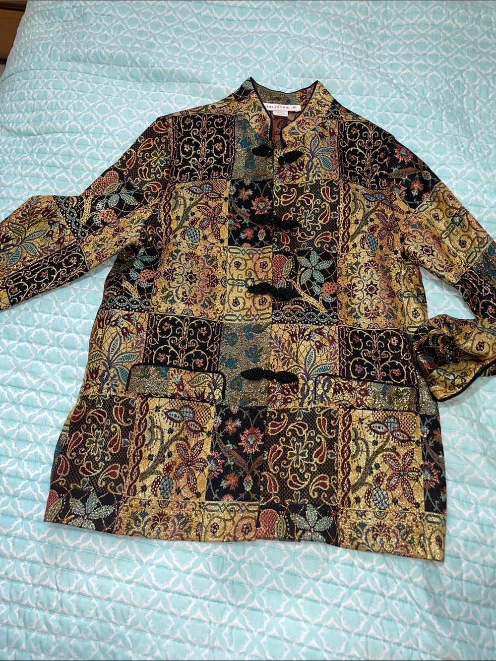 Gold, brocade, patchwork style, Asian jacket
